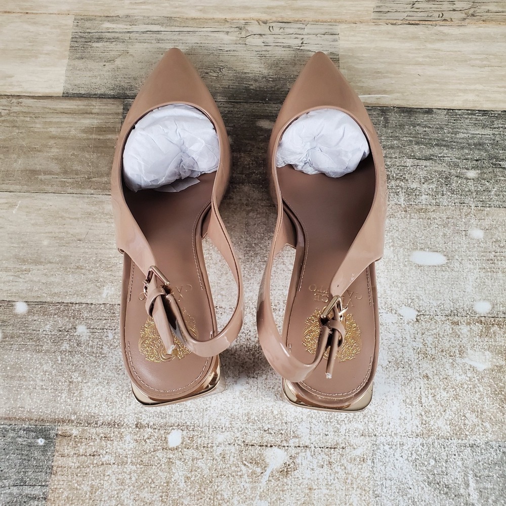 Vince Camuto Hamden Womens Pumps 11 M Brown Patent Leather Pointed Toe Slingback - Picture 4 of 12